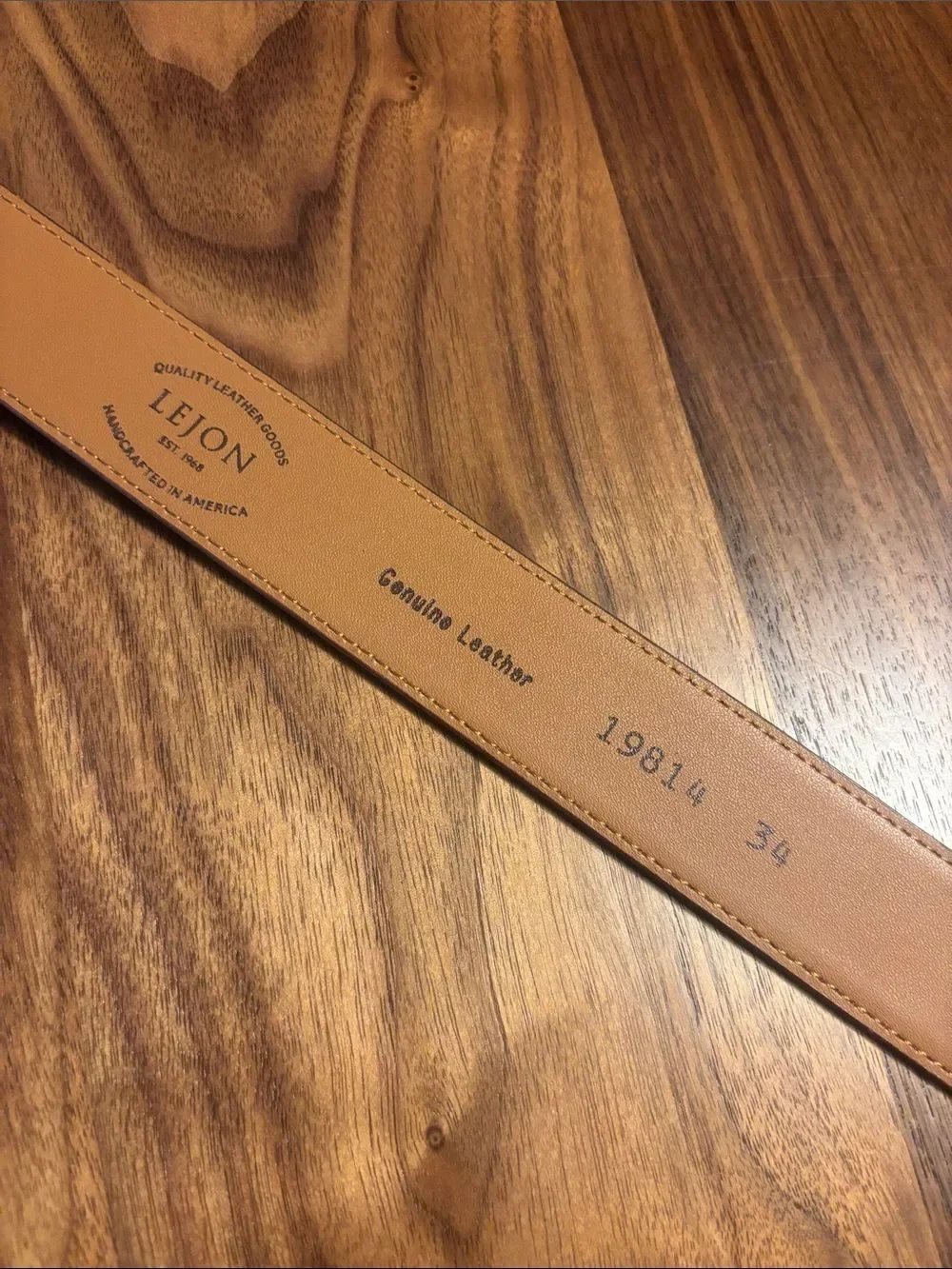 Lejon Leather Goods Men's Leather Belt in Cognac Brown - 34